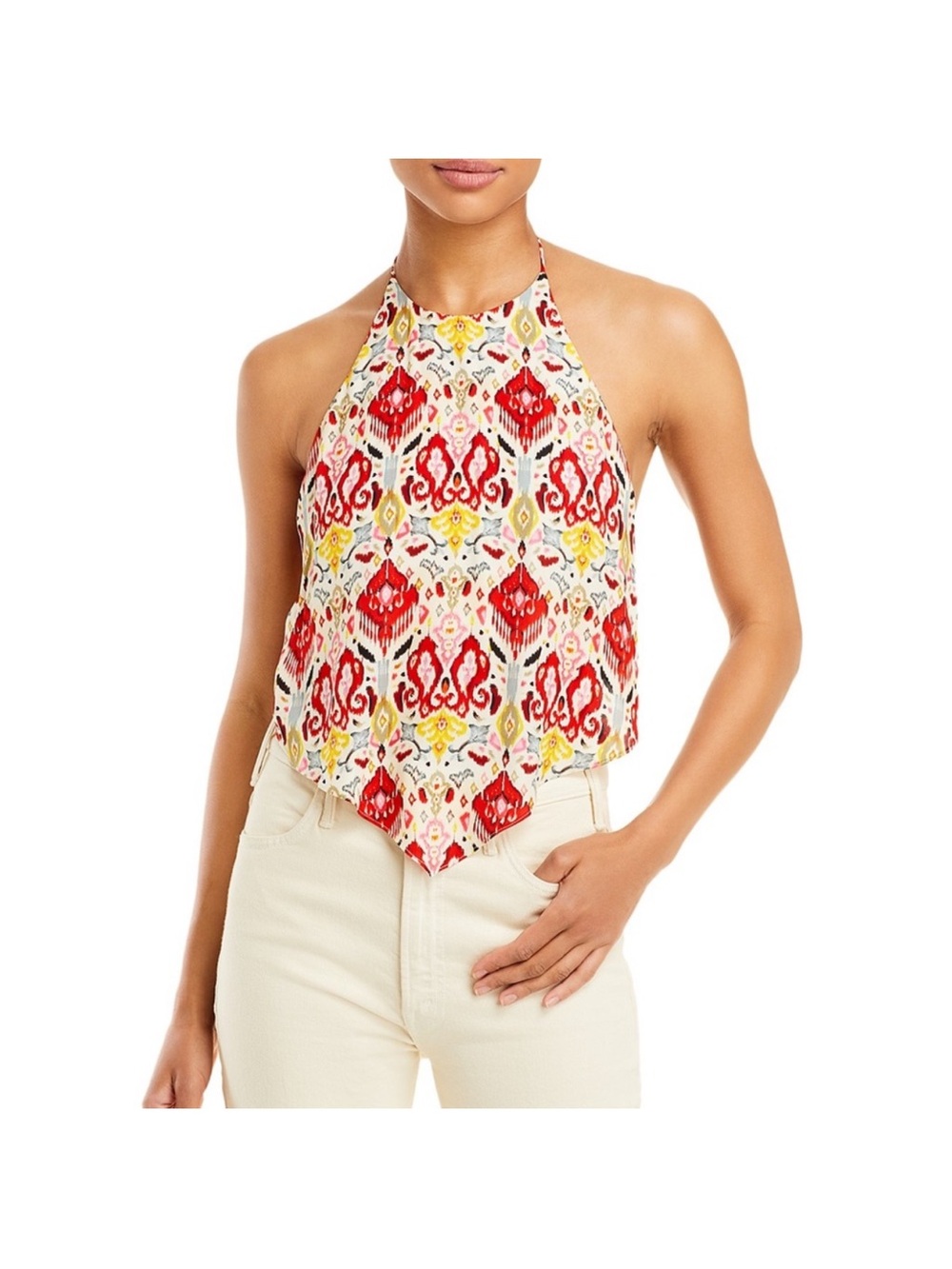 Alice + Olivia Red and Cream Halter Ikat Print Top- NWT